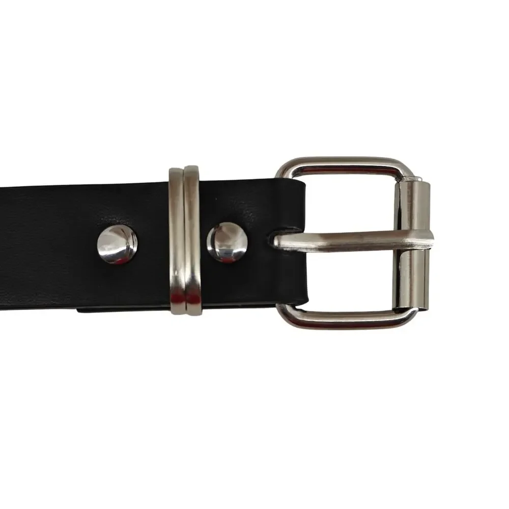 Rue 21 Smooth Black Silver Rivet Unisex S/M Belt